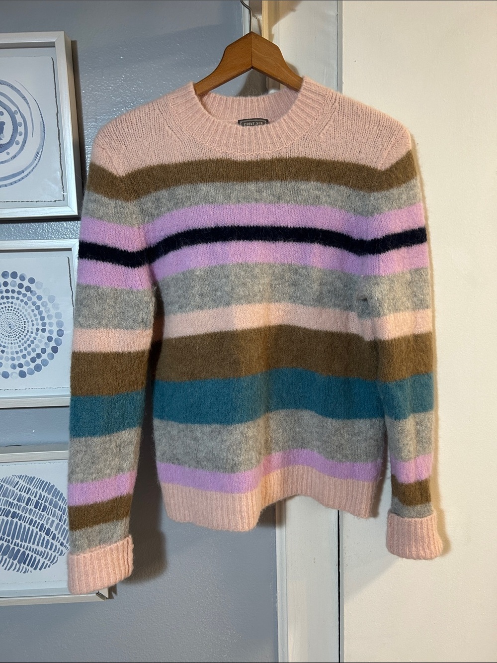 Point Sur Sweater Womens Size L Multicolor Alpaca Wool Stripe Crew Pullover